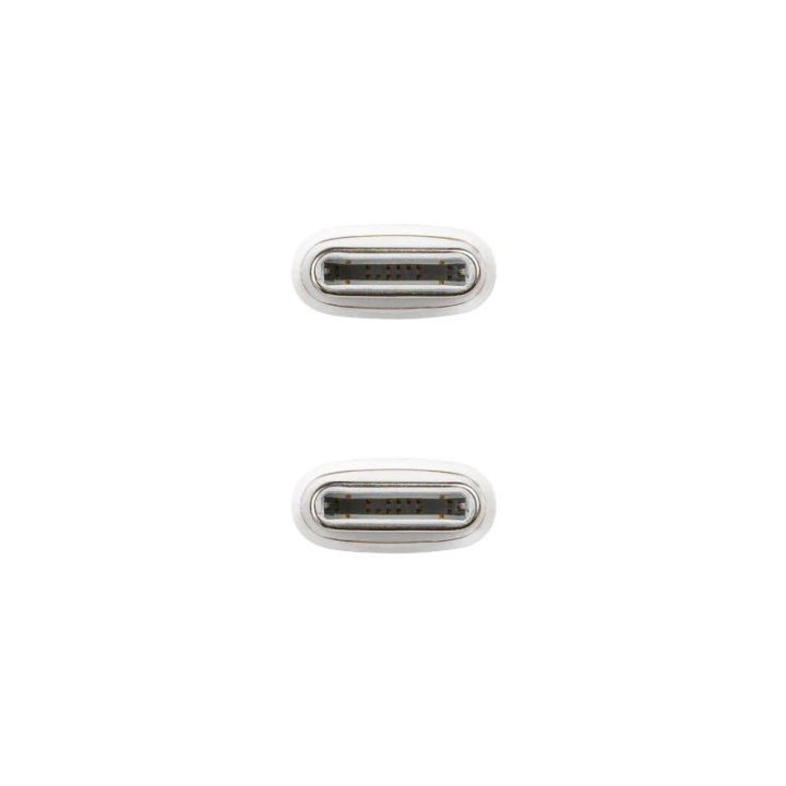 Nanocable Cable USB-C 2.0 60W 3A, USB-C/M-USB-C/M, Blanco, 1 m