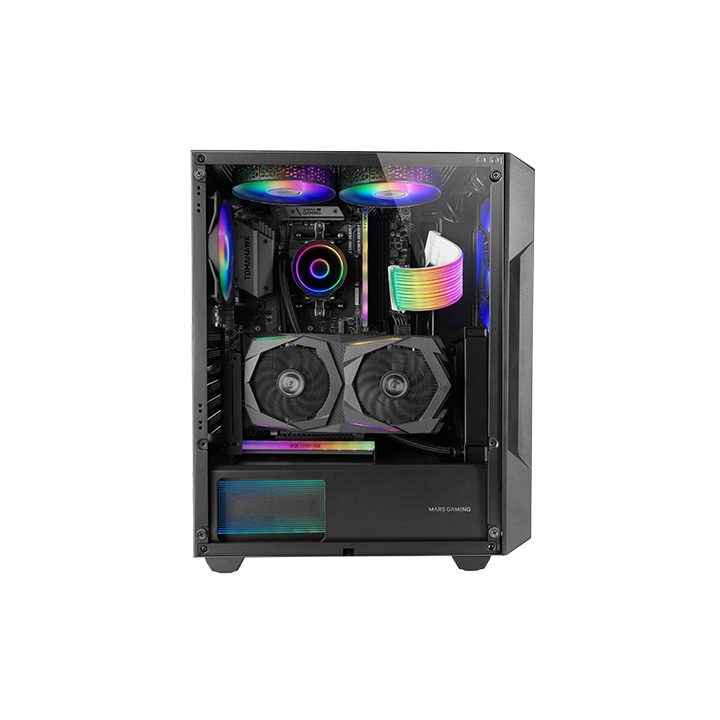 Mars Gaming MC-GEO, ATX Gaming Case, 4x 12cm FRGB Rainbow Fans…