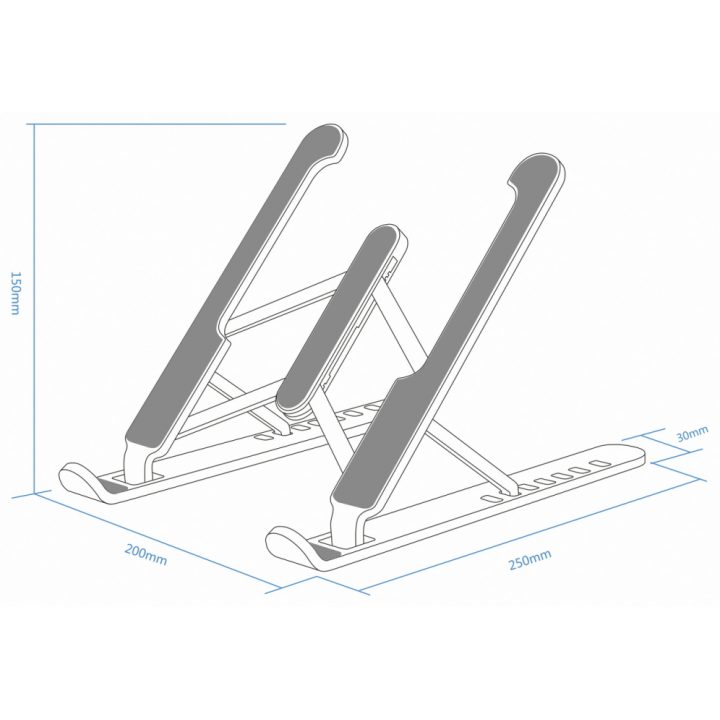 AISENS Adjustable Desktop Stand for Laptop / Tablet, Dark Gray