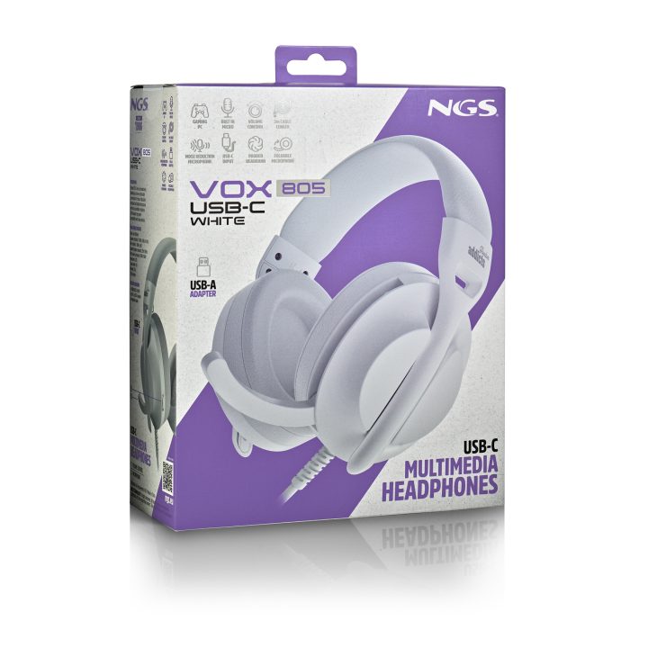 NGS VOX805 USB-C WHITE Auscultadores Com Fios Diadema Chamadas/Música…