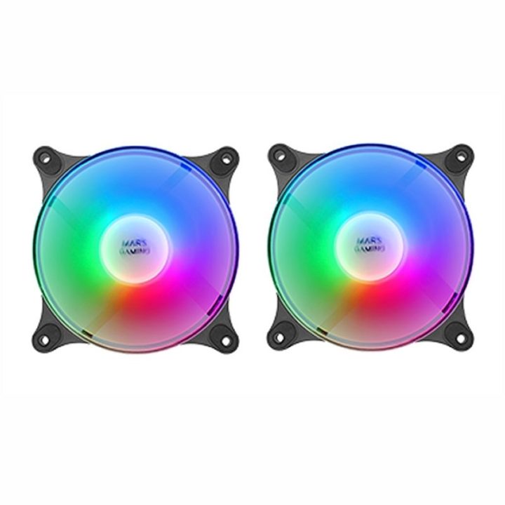 Mars Gaming MFDUO, Kit 2 Ventiladores FRGB Rainbow 360°…