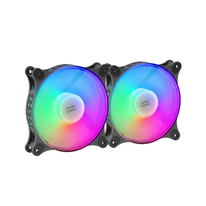 Mars Gaming MFDUO, Kit 2 Ventiladores FRGB Rainbow 360°…