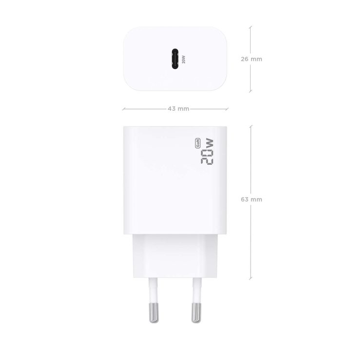 AISENS GaN Charger 20W, 1xUSB-C PD3.0, White
