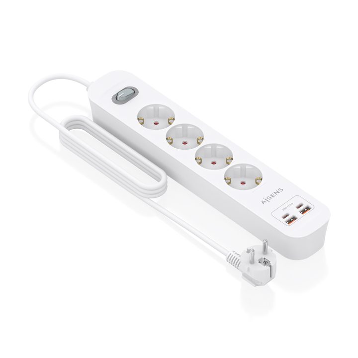 AISENS Multifunction Power Strip with 4 Outlets + PD3.0 20W Charger…