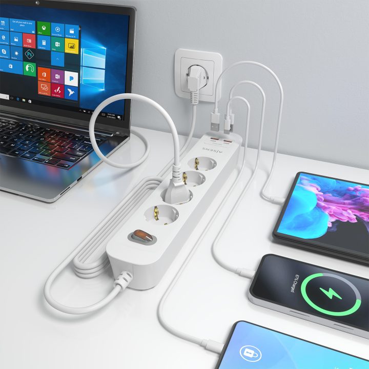 AISENS Multifunction Power Strip with 4 Outlets + PD3.0 20W Charger…