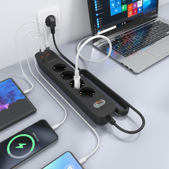 AISENS Multifunction Power Strip with 4 Outlets + PD3.0 20W Charger…