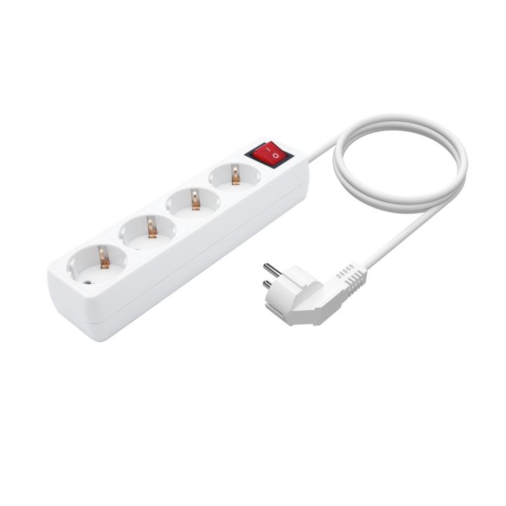AISENS 4-Outlet Power Strip with Switch and 3×1.5mm2 Cable, White…