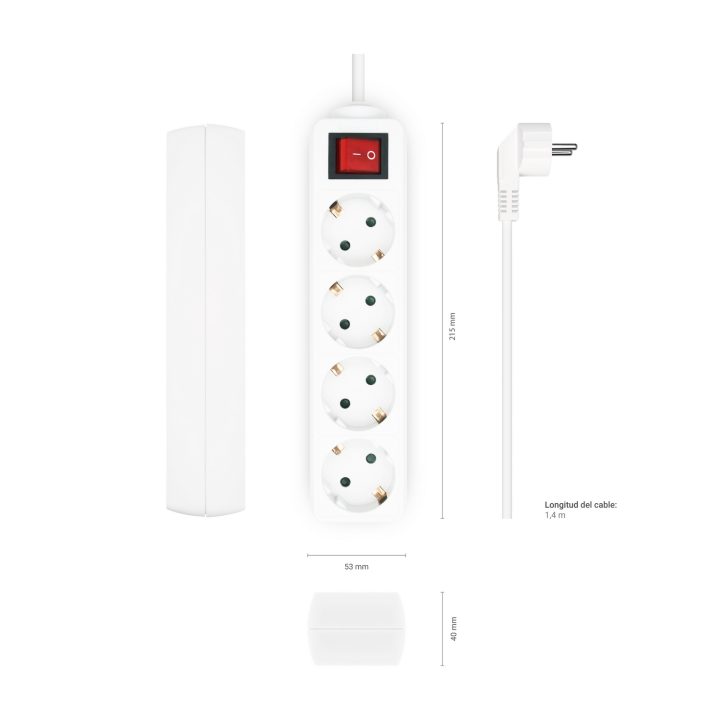 AISENS Base Múltipla 4 Tomadas com Interruptor com Cabo 3×1.5mm2…