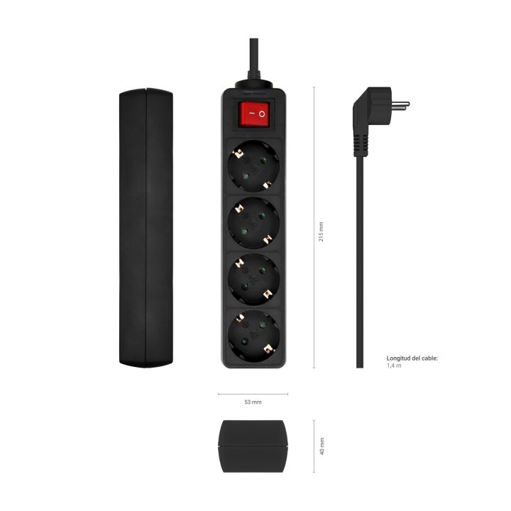 AISENS Base Multiple 4 Tomas con Interruptor con Cable 3×1.5mm2…