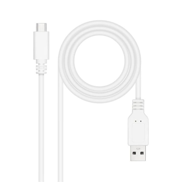 Nanocable Cabo USB 2.0 3A, tipo USB-C/M-A/M, Branco, 1 m