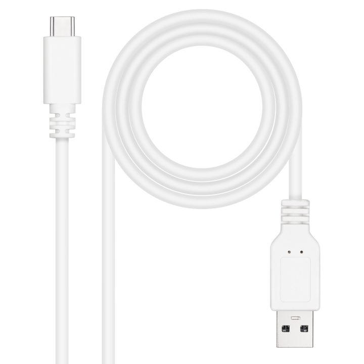 Nanocable Cable USB 2.0 3A, tipo USB-C/M-A/M, Blanco, 1 m