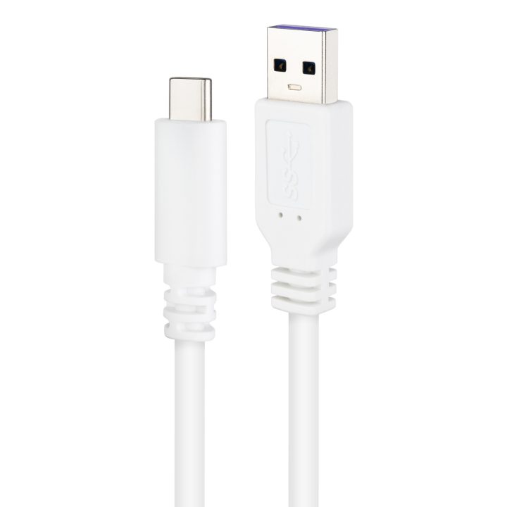 Nanocable Cable USB 2.0 3A, tipo USB-C/M-A/M, Blanco, 1 m