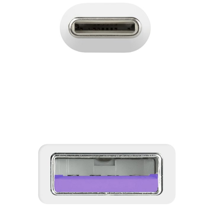Nanocable Cabo USB 2.0 3A, tipo USB-C/M-A/M, Branco, 1 m