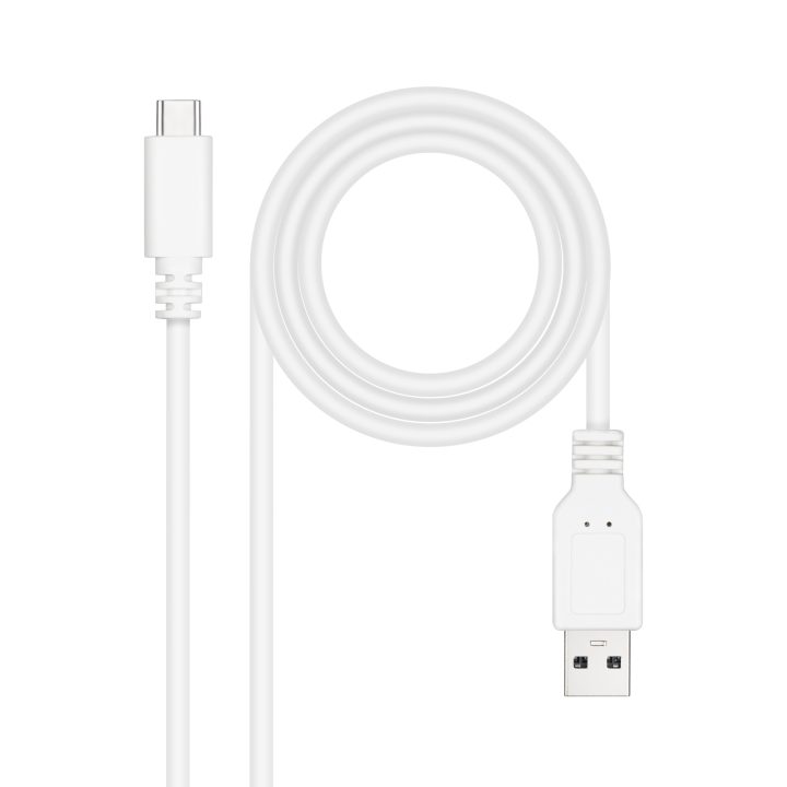 Nanocable Cable USB 2.0 3A, tipo USB-C/M-A/M, Blanco, 1 m