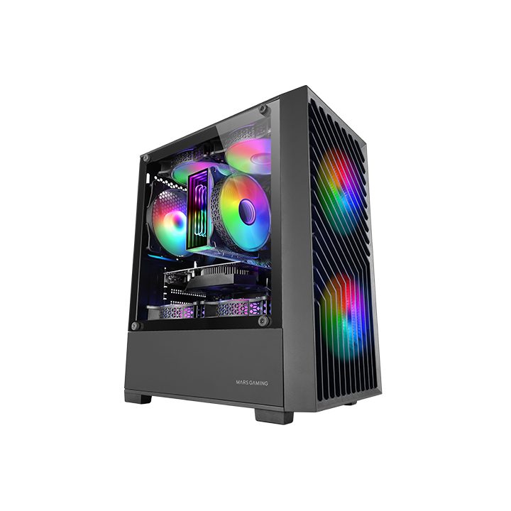 Mars Gaming MC-VORTEX, MicroATX Gaming Case, Geometric Mesh Front…