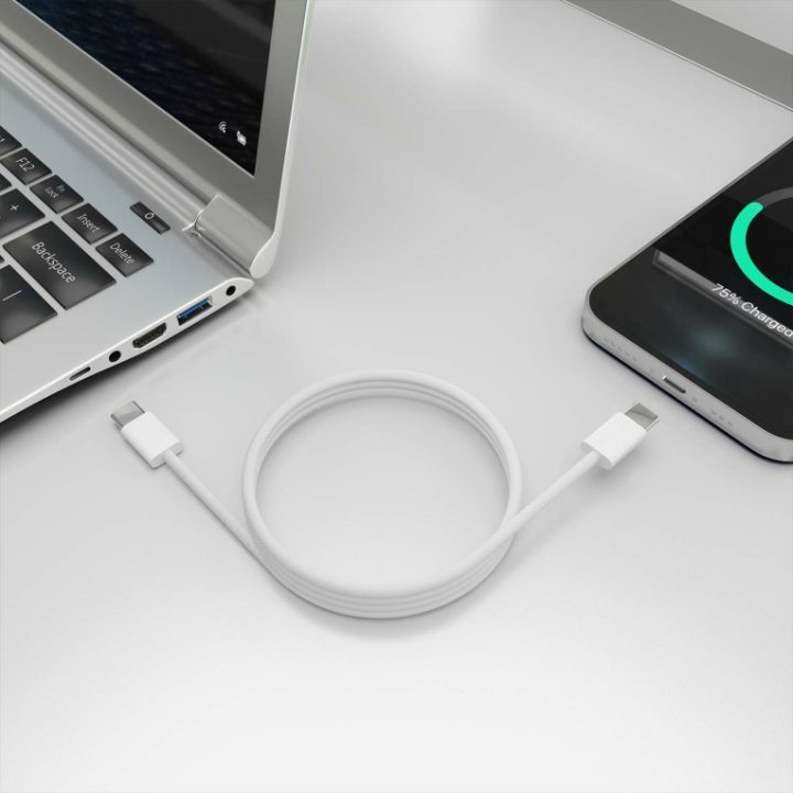 AISENS USB 2.0 Cable 3A 60W Apple, USB-C/M to USB-C/M, White, 1.0m