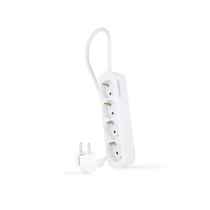 Nanocable Régua de Tomadas com 4 Tomadas, 1,4 m, Branco