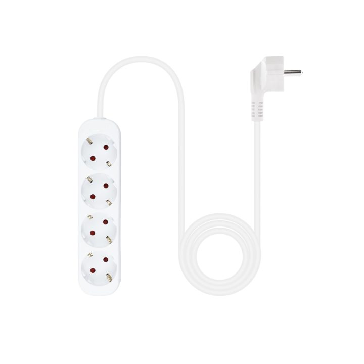 Nanocable Power Strip with 4 Outlets, 1.4 m, White