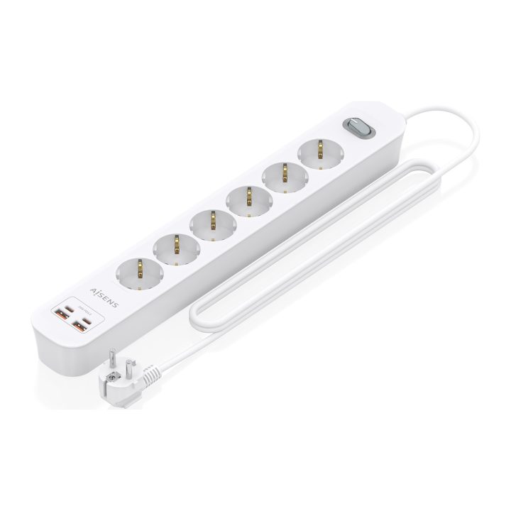 AISENS Multifunction Power Strip with 6 Outlets + PD3.0 20W Charger…
