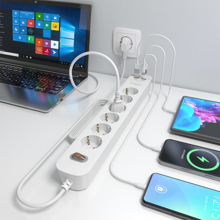 AISENS Multifunction Power Strip with 6 Outlets + PD3.0 20W Charger…