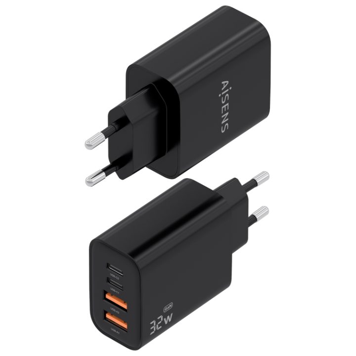 AISENS Carregador GaN 32W, 2xUSB-C PD3.0, 2xUSB-A, Branco
