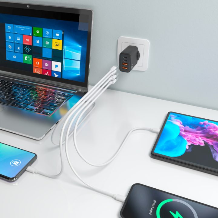 AISENS Cargador GaN 32W, 2xUSB-C PD3.0, 2xUSB-A, Blanco