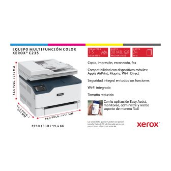 Xerox C235 A4 22 ppm Sem Fios Cópia/Impressão/Scan/Fax PS3 PCL5e/6…