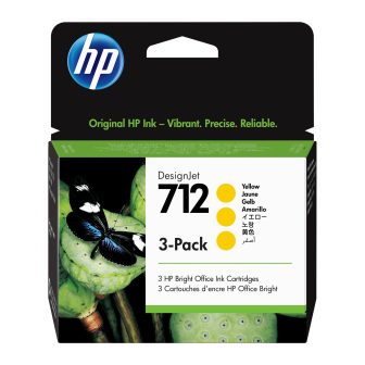 HP 3-Pack of HP DesignJet 712 Yellow Ink Cartridges, 29 ml