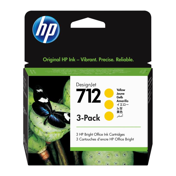 HP Pacote de 3 cartuchos de tinta DesignJet 712 amarelo de 29 ml