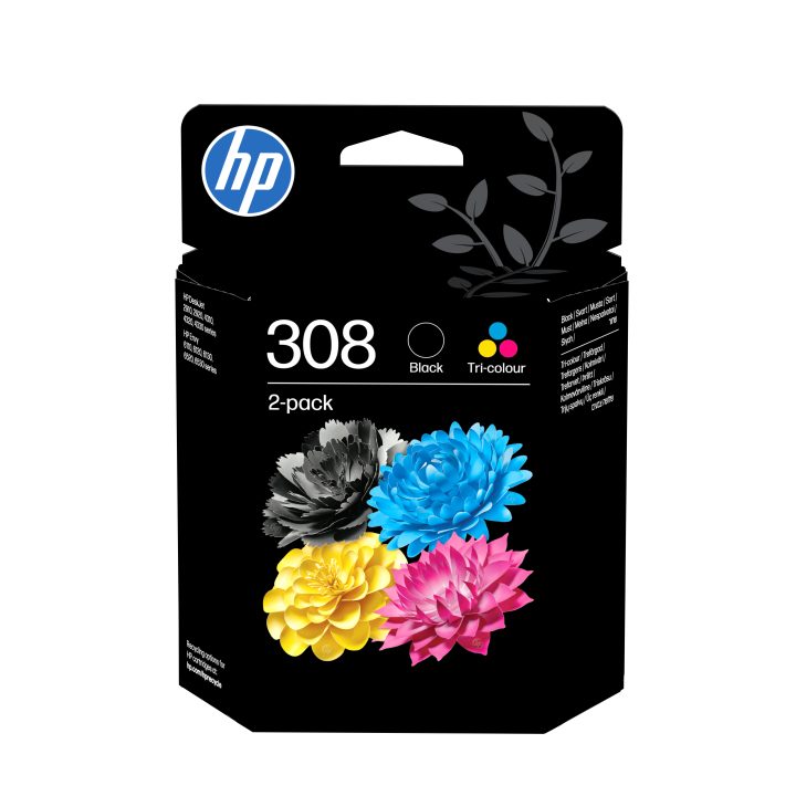 HP 2-Pack Original 308 Ink Cartridges Black/Tri-color