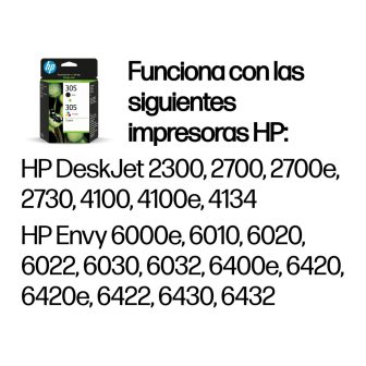 HP Paquete de 2 cartuchos de tinta original 305 tricolor / negro