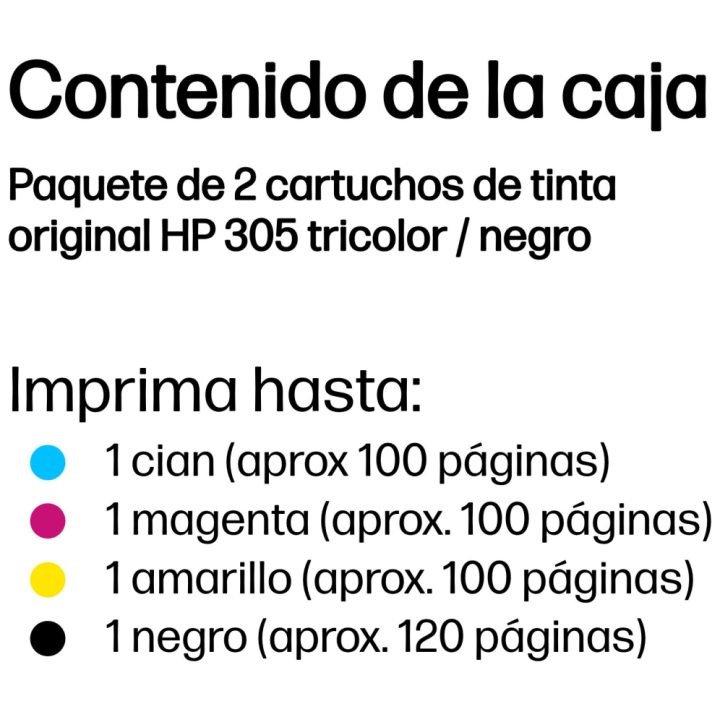 HP 2-Pack Original 305 Ink Cartridges Tri-Color / Black
