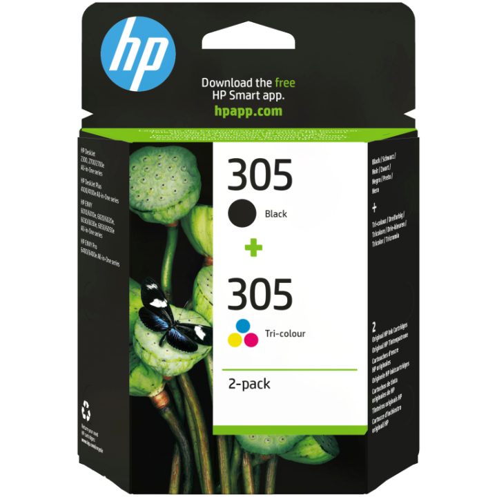 HP 2-Pack Original 305 Ink Cartridges Tri-Color / Black