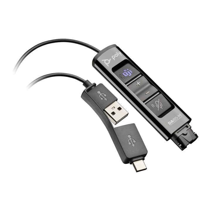 HP Poly Adaptador preto Poly DA85-M USB a QD compatível com TAA