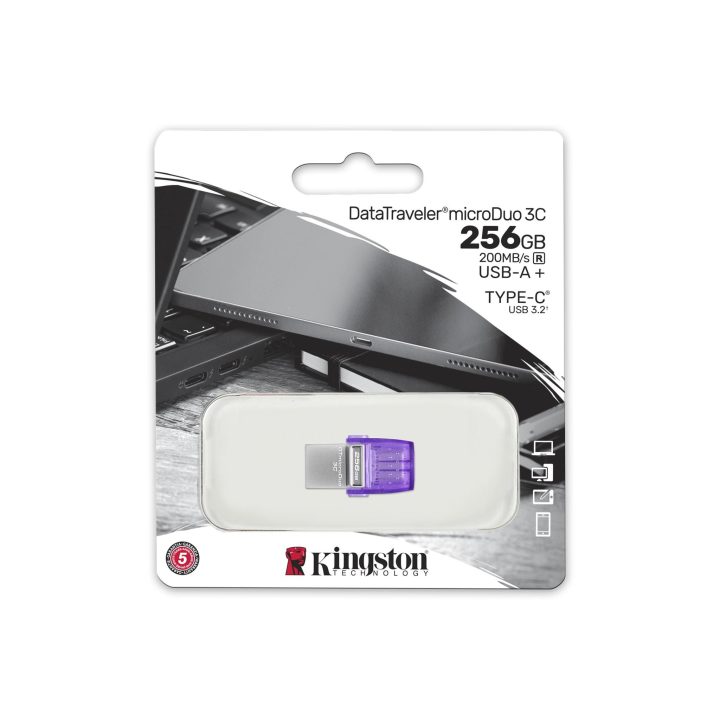Kingston Technology DataTraveler 256GB microDuo 3C 200MB/s dual USB-A…