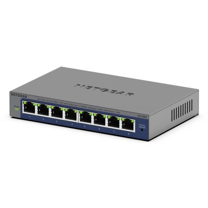 NETGEAR GS108Ev4 No administrado L2/L3 Gigabit Ethernet (10/100/1000)…
