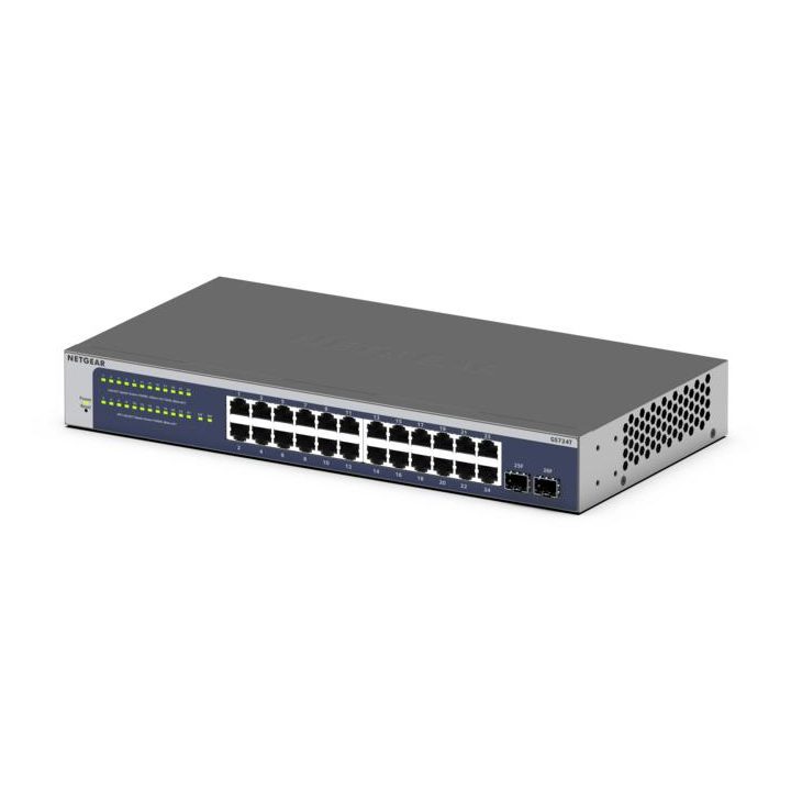 NETGEAR GS724T Managed L2+/L3 Gigabit Ethernet (10/100/1000) 1U Blue…