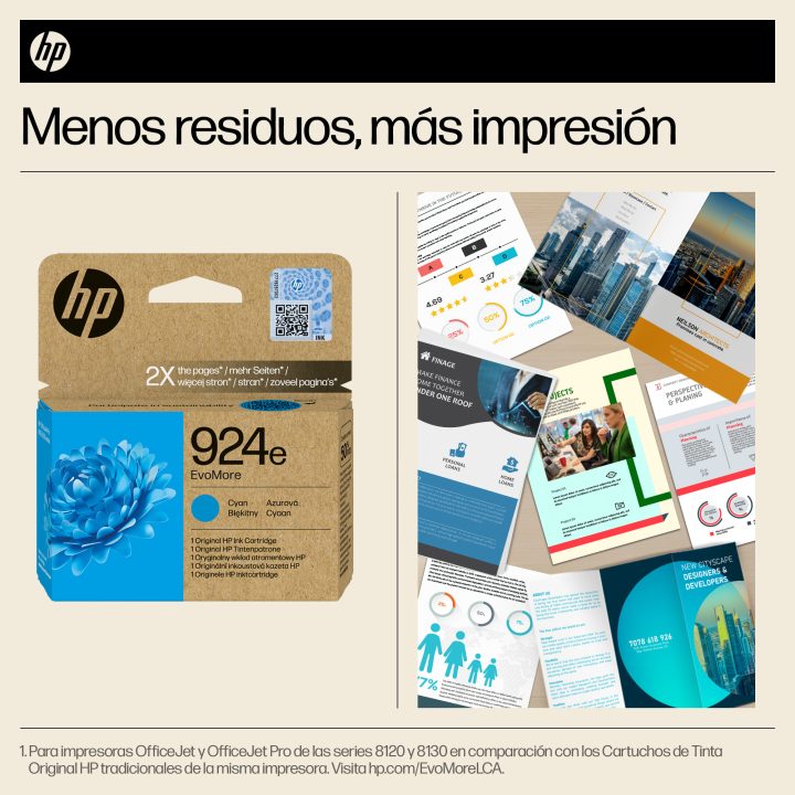 HP Original EvoMore 924e Cyan Ink Cartridge