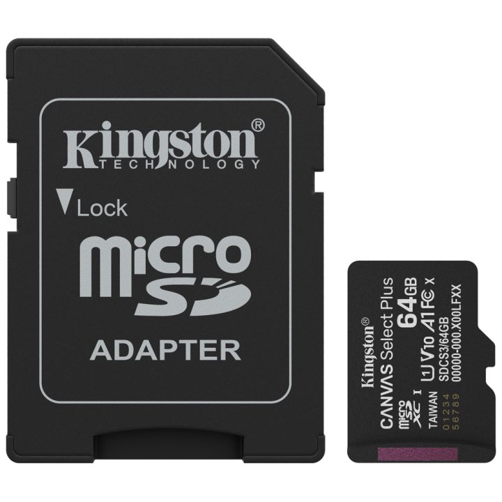 Kingston Technology 64GB microSDXC Canvas Select Plus Gen3 100MB/s A1…