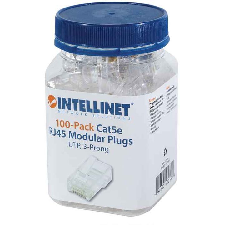 Intellinet PLUG RJ45 CAT5E SÓLIDO UTP CAIXA 100 UNIDADES OURO…