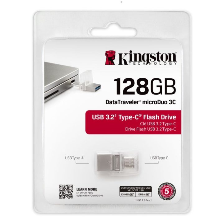 Kingston Technology DataTraveler 128GB microDuo 3C 200MB/s dual USB-A…