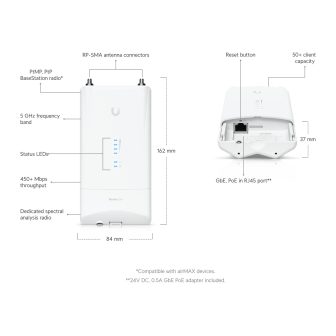 Ubiquiti R5AC-Lite Networks Rocket 5ac Lite 450 Mbit/s White