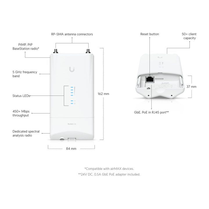 Ubiquiti R5AC-Lite Networks Rocket 5ac Lite 450 Mbit/s White