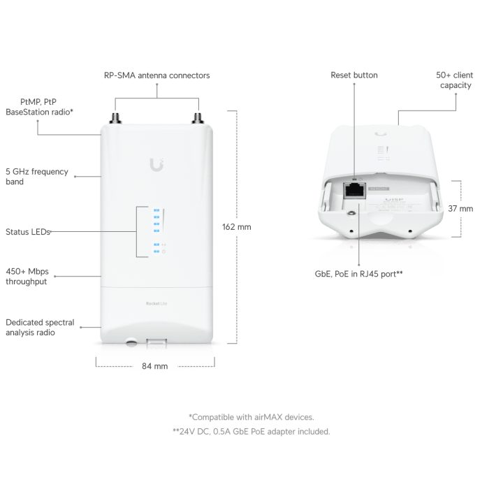 Ubiquiti R5AC-Lite Networks Rocket 5ac Lite 450 Mbit/s Branco