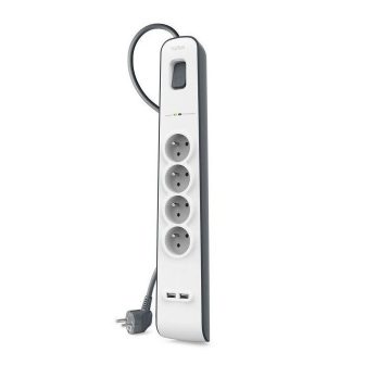 Multiplicador de tomadas Belkin BSV401VF2M-v2 4 tomadas 2xUSB…
