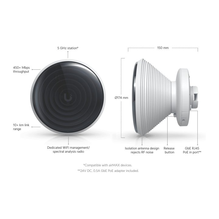 Ubiquiti IS-5AC Networks IsoStation AC 450 Mbit/s White Power over…