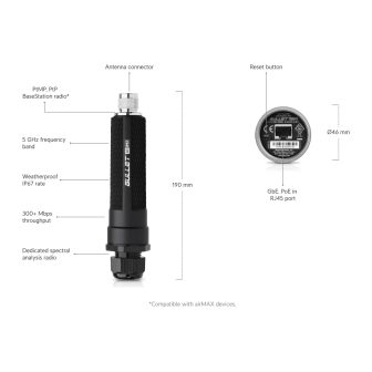 Ubiquiti BULLETAC-IP67 punto de acceso inalámbrico Negro Energía…