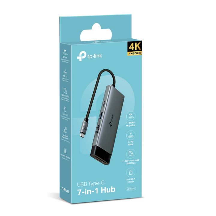 TP-Link UH7021C USB Type-C Interface Hub 5000 Mbit/s Aluminum, Black