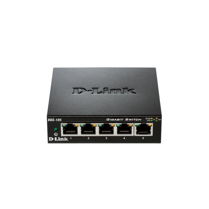 D-Link DGS-105 Unmanaged L2 Gigabit Ethernet (10/100/1000) Black