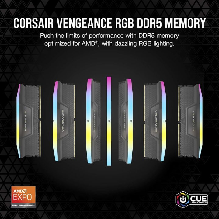 Corsair DDR5 32GB 2X16GB PC6000 Vengeance RGB Memory…